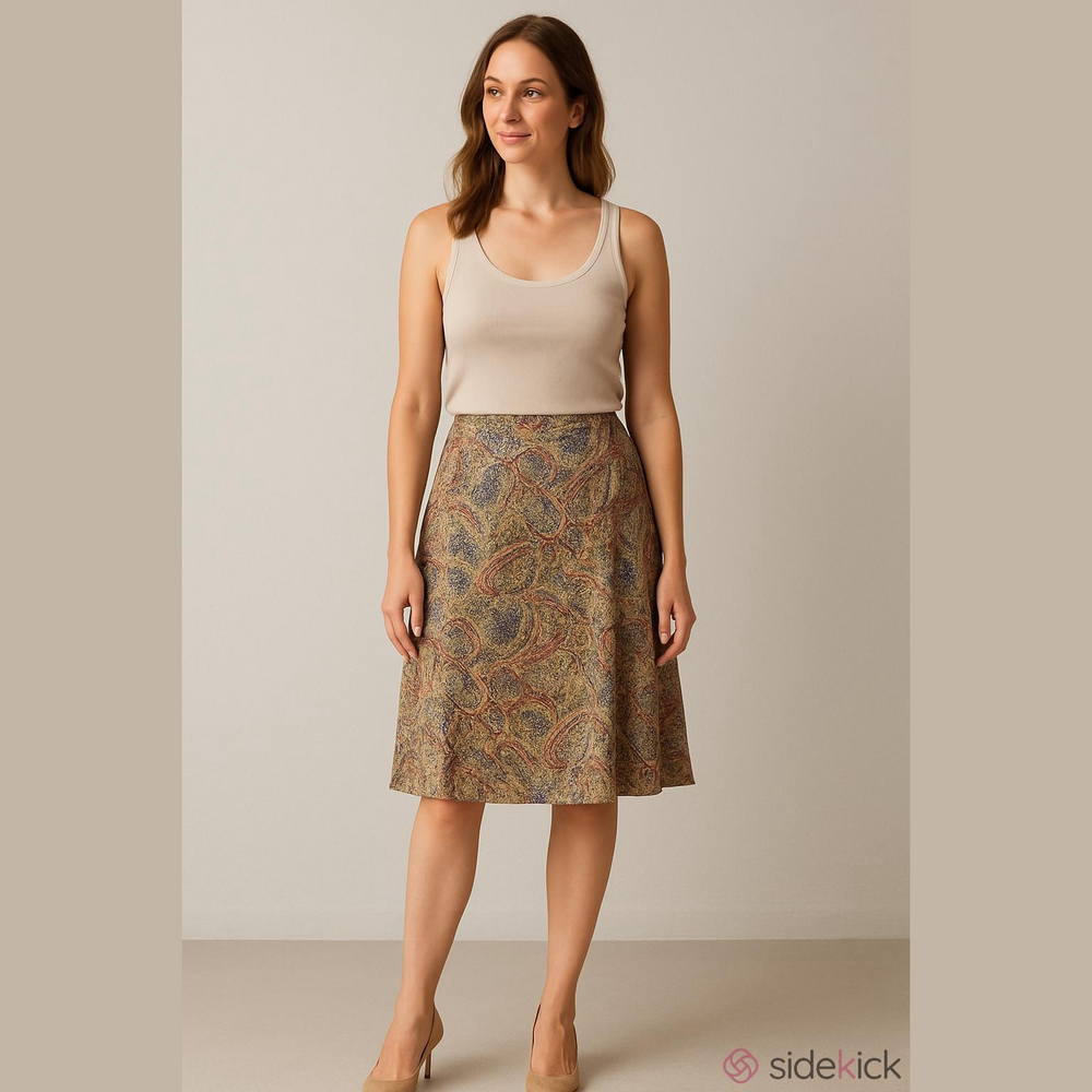 NWT Retro 90's Liz Claiborne Paisley A-Line Flowy Midi Skirt